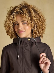 Joules Portwell Chocolate Brown Waterproof Hooded Raincoat - Image 3 of 11