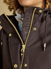 Joules Portwell Chocolate Brown Waterproof Hooded Raincoat - Image 5 of 11