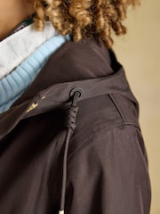 Joules Portwell Chocolate Brown Waterproof Hooded Raincoat - Image 7 of 11
