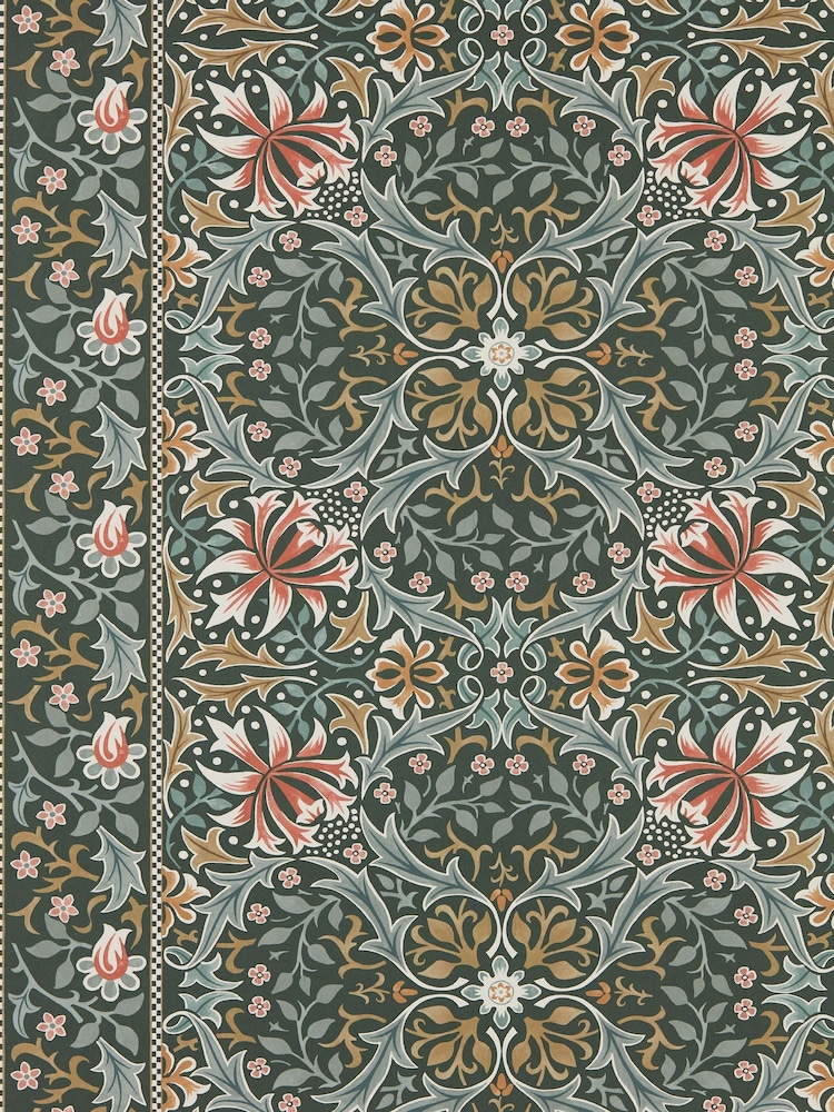 Morris & Co ForestTeal Walthamstow Unfinished Works 10M Wallpaper - Image 1 of 1