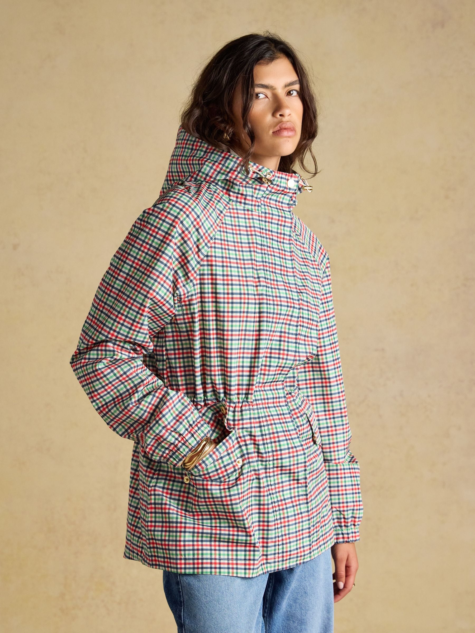 Buy Joules Everdry Eden Check Waterproof Packable Raincoat With