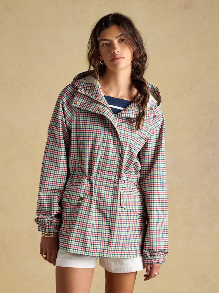 Joules Everdry Eden Check Waterproof Packable Raincoat With Hood - Image 1 of 11 Joules Everdry Eden Check Waterproof Packable Raincoat With Hood - Image 1 of 11