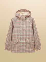 Joules Everdry Eden Check Waterproof Packable Raincoat With Hood - Image 10 of 11