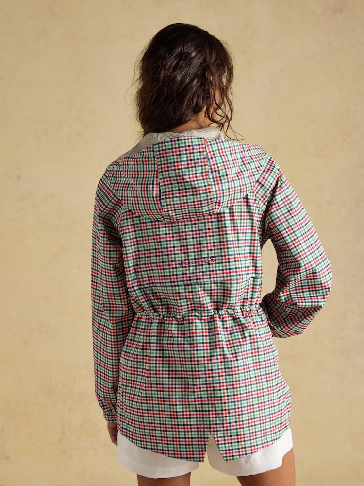 Joules Everdry Eden Check Waterproof Packable Raincoat With Hood - Image 2 of 11 Joules Everdry Eden Check Waterproof Packable Raincoat With Hood - Image 2 of 11