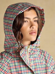 Joules Everdry Eden Check Waterproof Packable Raincoat With Hood - Image 4 of 11