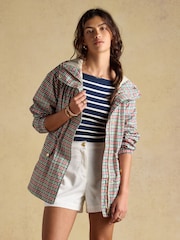 Joules Everdry Eden Check Waterproof Packable Raincoat With Hood - Image 6 of 11
