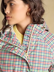 Joules Everdry Eden Check Waterproof Packable Raincoat With Hood - Image 8 of 11