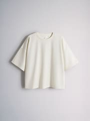 The Set 2 Piece Premium Heavyweight Shirt Sleeve T-Shirt and Pleated Jogger Set Cream - Image 9 of 12