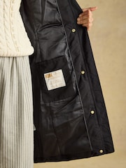 Joules Aspen Black Showerproof Longline Padded Coat with Faux Fur Hood - Image 12 of 13