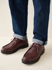 Burgundy Red Leather Apron Lace-Up Shoes - Image 1 of 9