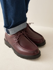 Burgundy Red Leather Apron Lace-Up Shoes - Image 2 of 9