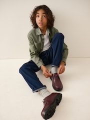 Burgundy Red Leather Apron Lace-Up Shoes - Image 4 of 9