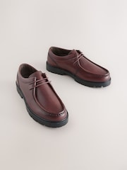 Burgundy Red Leather Apron Lace-Up Shoes - Image 5 of 9