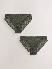 Green High Leg Ultimate Comfort Lace Knickers 2 Pack - Image 7 of 9