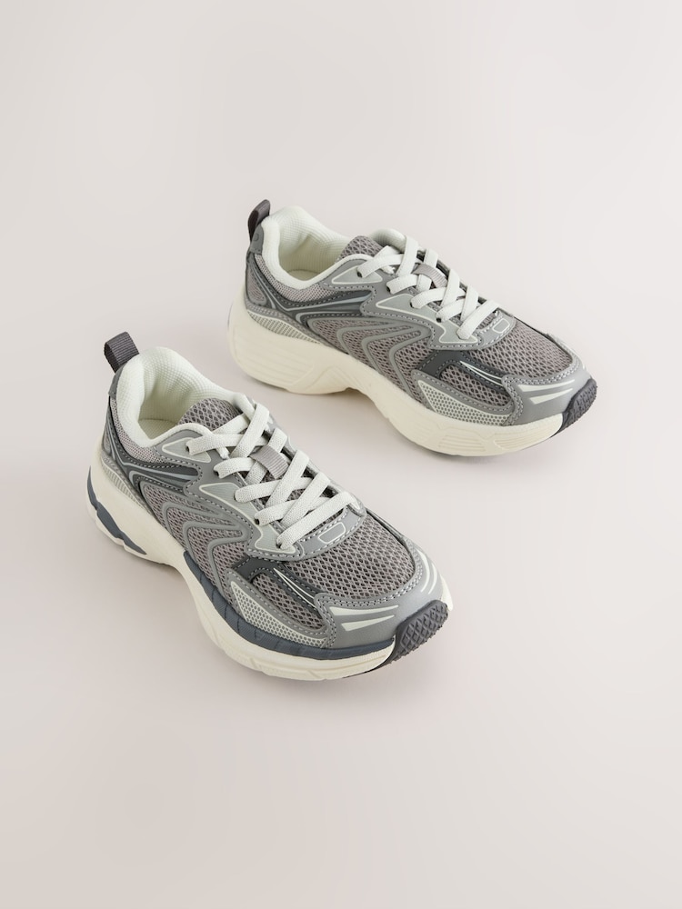 Grey Standard Fit (F) Elastic Lace Trainers - Image 1 of 5 Grey Standard Fit (F) Elastic Lace Trainers - Image 1 of 5
