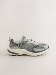 Grey Standard Fit (F) Elastic Lace Trainers - Image 2 of 5