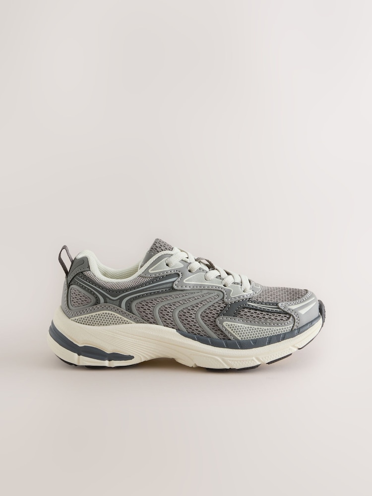 Grey Standard Fit (F) Elastic Lace Trainers - Image 2 of 5 Grey Standard Fit (F) Elastic Lace Trainers - Image 2 of 5