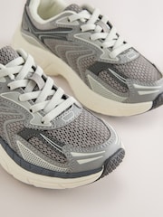 Grey Standard Fit (F) Elastic Lace Trainers - Image 6 of 6