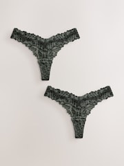 Green Thong Ultimate Comfort Lace Knickers 2 Pack - Image 1 of 7