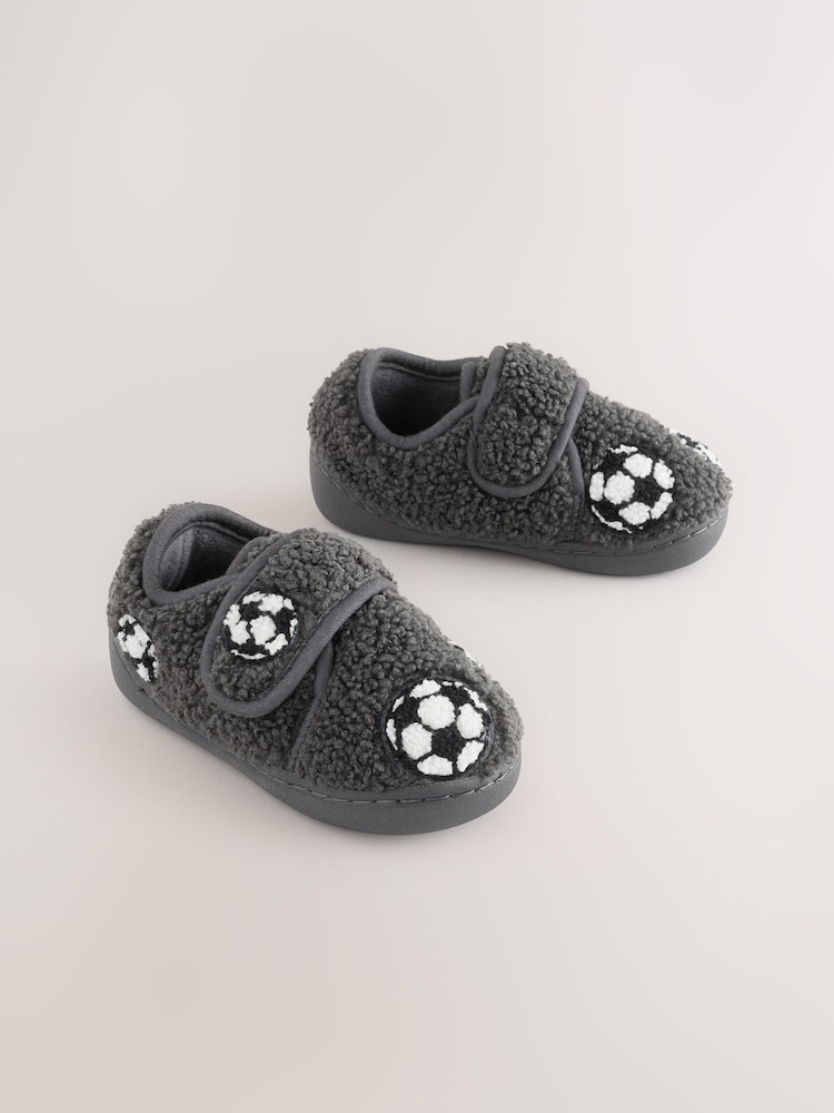 Grey Football Touch Fastening Cupsole Slippers - Image 1 of 5