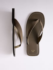 The Set Toe Thong Casual Sandals khaki Suede - Image 1 of 7