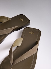 The Set Toe Thong Casual Sandals khaki Suede - Image 6 of 7