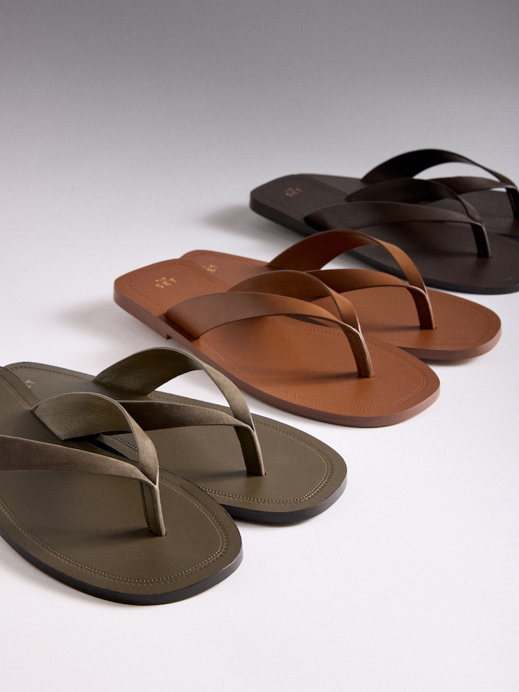 The Set Toe Thong Casual Sandals khaki Suede - Image 7 of 7