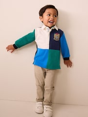 Blue/Green Quad Long Sleeve Rugby Polo Top (3mths-7yrs) - Image 1 of 9