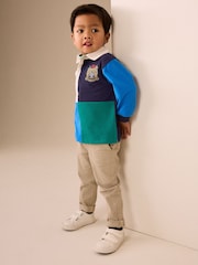 Blue/Green Quad Long Sleeve Rugby Polo Top (3mths-7yrs) - Image 2 of 9