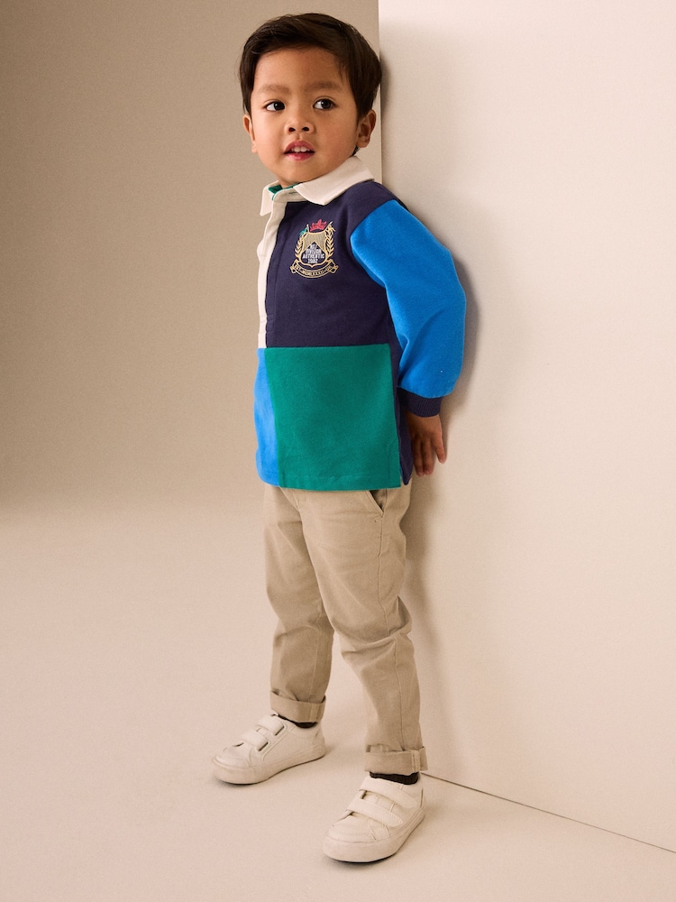 Blue/Green Quad Long Sleeve Rugby Polo Top (3mths-7yrs) - Image 2 of 9 Blue/Green Quad Long Sleeve Rugby Polo Top (3mths-7yrs) - Image 2 of 9