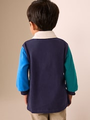 Blue/Green Quad Long Sleeve Rugby Polo Top (3mths-7yrs) - Image 3 of 9