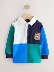 Blue/Green Quad Long Sleeve Rugby Polo Top (3mths-7yrs) - Image 5 of 9