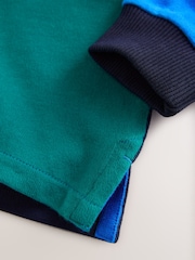 Blue/Green Quad Long Sleeve Rugby Polo Top (3mths-7yrs) - Image 8 of 9