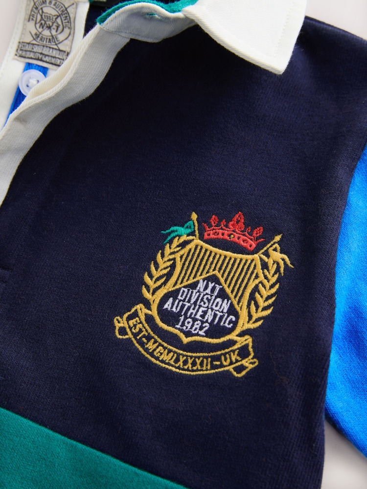Blue/Green Quad Long Sleeve Rugby Polo Top (3mths-7yrs) - Image 9 of 9 Blue/Green Quad Long Sleeve Rugby Polo Top (3mths-7yrs) - Image 9 of 9