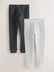 Grey/Black 2 Pack Thermal Waffle Textured  Leggings (2-16yrs) - Image 1 of 6