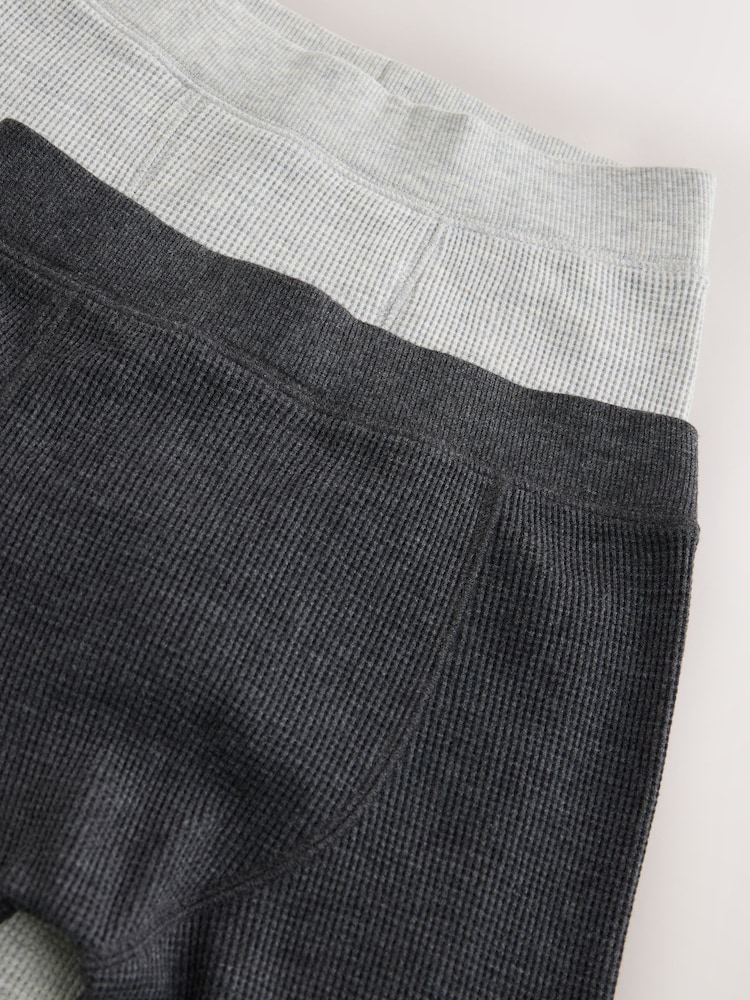 Grey/Black 2 Pack Thermal Waffle Textured  Leggings (2-16yrs) - Image 6 of 6