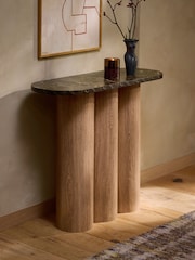 Mid Natural Oak Effect Console Table - Image 2 of 8