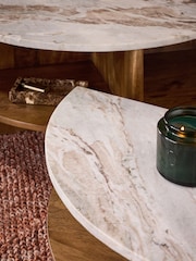 Mid Natural Jensen Solid Mango and Marble Coffee Table - Image 3 of 7