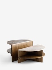 Mid Natural Jensen Solid Mango and Marble Coffee Table - Image 5 of 7