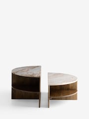 Mid Natural Jensen Solid Mango and Marble Coffee Table - Image 6 of 7