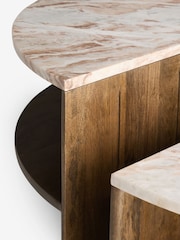 Mid Natural Jensen Solid Mango and Marble Coffee Table - Image 7 of 7