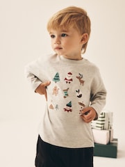 Crema con bordados - Camiseta navideña de manga larga (3 meses - 7 años) - Imagen 1 de 8