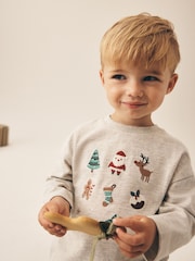 Crema con bordados - Camiseta navideña de manga larga (3 meses - 7 años) - Imagen 4 de 8