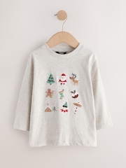 Crema con bordados - Camiseta navideña de manga larga (3 meses - 7 años) - Imagen 5 de 8