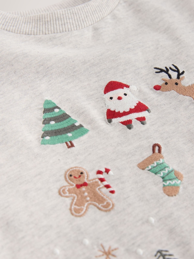 Crema con bordados - Camiseta navideña de manga larga (3 meses - 7 años) - Imagen 8 de 8