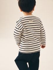 Navy/White Stripe Applique Santa Car - Camiseta navideña de manga larga (3 meses - 7 años) - Imagen 3 de 7