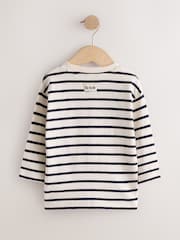Navy/White Stripe Applique Santa Car - Camiseta navideña de manga larga (3 meses - 7 años) - Imagen 5 de 7
