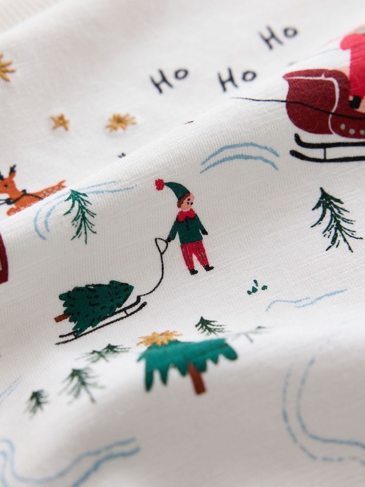Cream/White Embroidered Scene Long Sleeve Christmas T-Shirt (3mths-7yrs) - Image 8 of 8 Cream/White Embroidered Scene Long Sleeve Christmas T-Shirt (3mths-7yrs) - Image 8 of 8