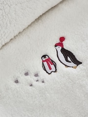 White Penguin Fleece Christmas Duvet Cover and Pillowcase Set - Image 3 of 4