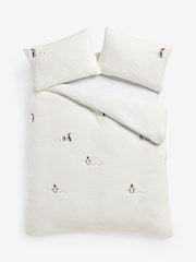 White Penguin Fleece Christmas Duvet Cover and Pillowcase Set - Image 4 of 4